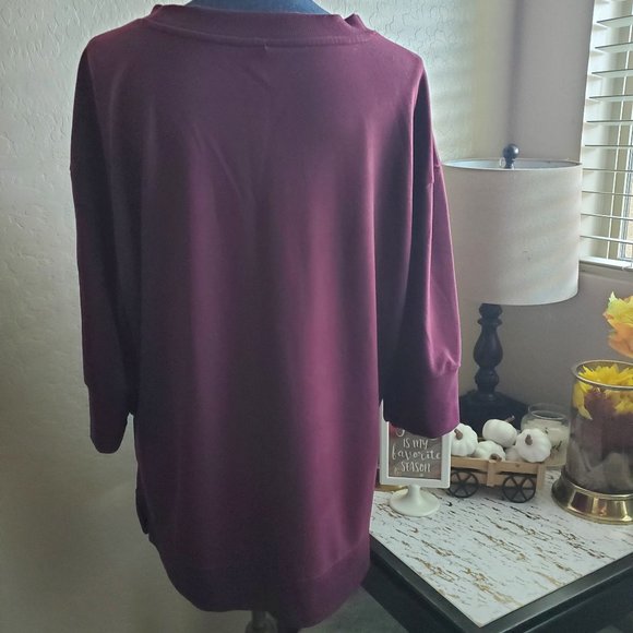 Terra & Sky Top Bundle Purple Quarter Sleeve Tee & Black Flowy Tank Plus Size 0X - Picture 4 of 15